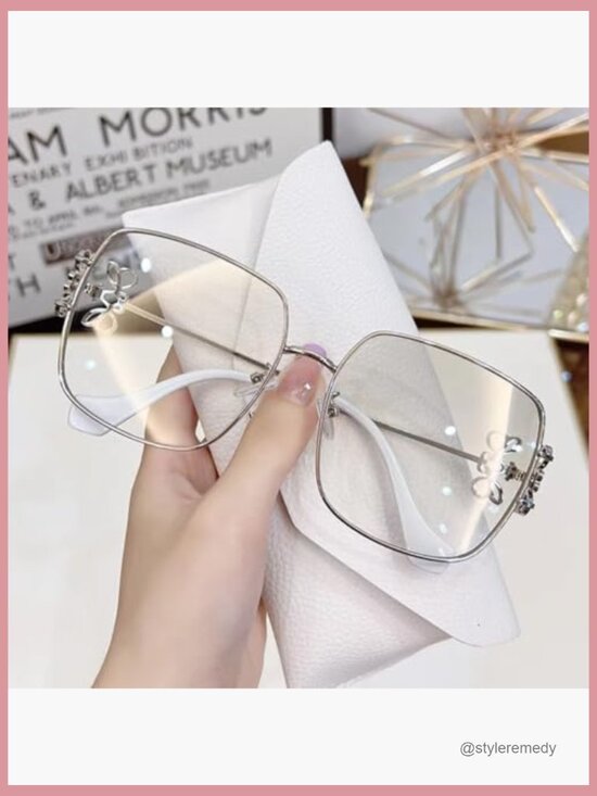 Metal Floral Designer Sunglasses with UV400 Protection main image 6